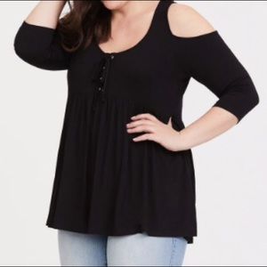 Super Soft Torrid Black Cold Shoulder Tee